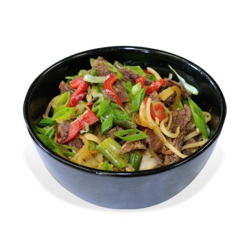 Ramen noodles with veal in Asian style